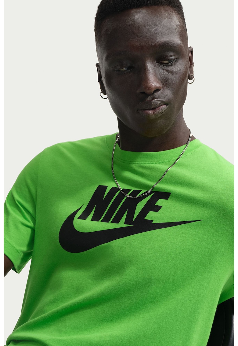 Tricou cu imprimeu logo Icon Futura - Negru stins/Verde lime