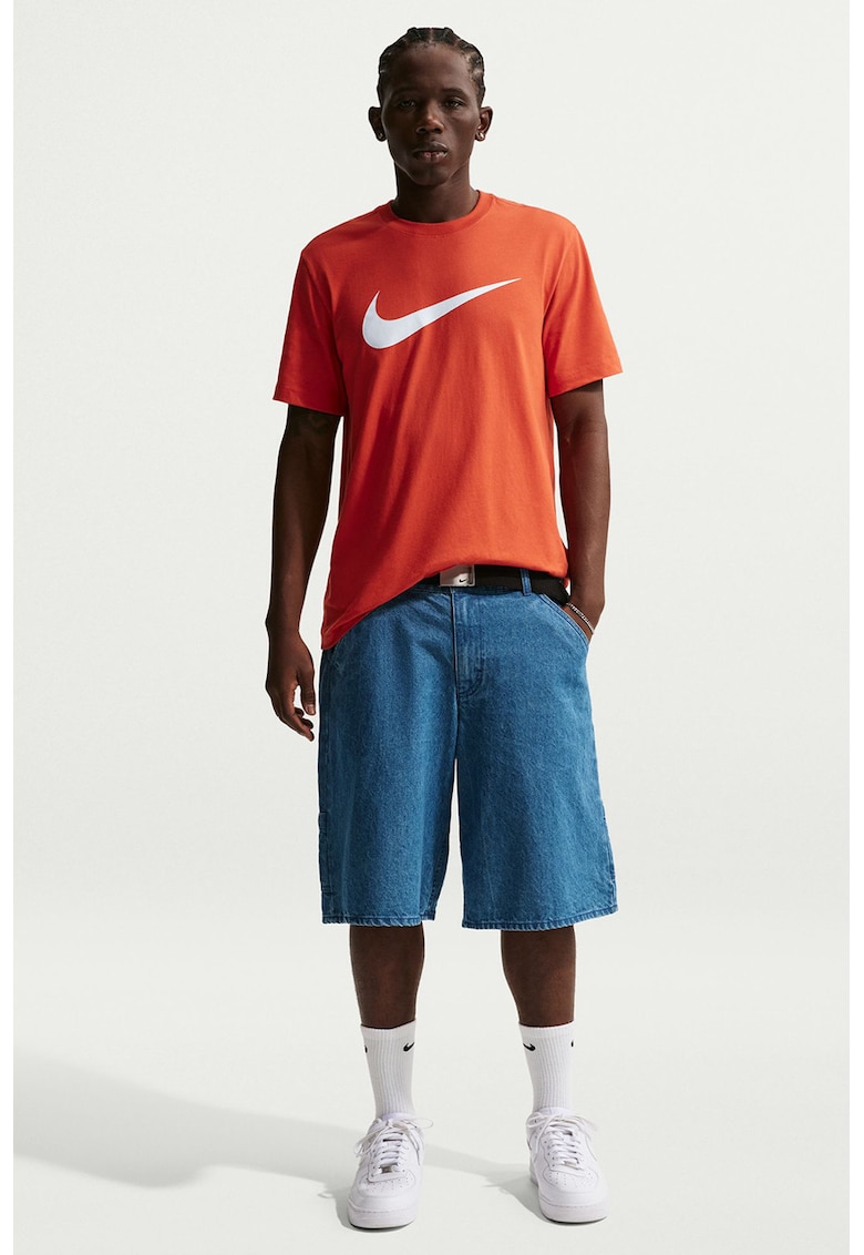 Tricou cu imprimeu logo Sportswear Swoosh - Alb/Portocaliu mandarina