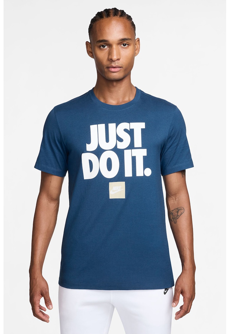 Tricou regular fit din bumbac cu imprimeu Sportswear - Alb/Albastru inchis