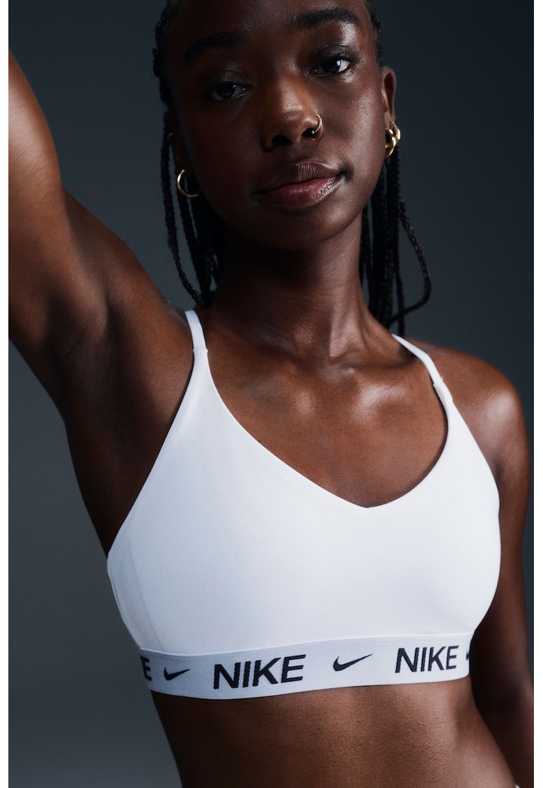 Bustiera cu sustinere minima si tehnologie Dri-FIT pentru fitness Indy - Alb/Alb murdar