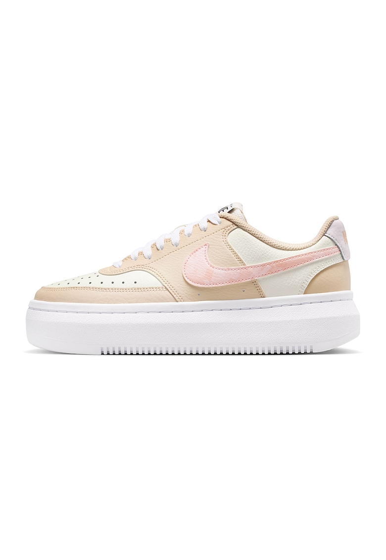 Pantofi sport din piele si piele ecologica - Alb/Roz pastel/Bej