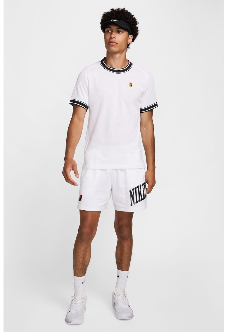 Tricou cu decolteu la baza gatului pentru tenis - Negru/Negru stins/Alb murdar