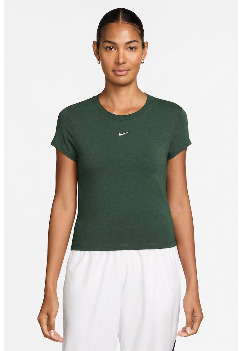Tricou slim fit din amestec de modal - Verde inchis