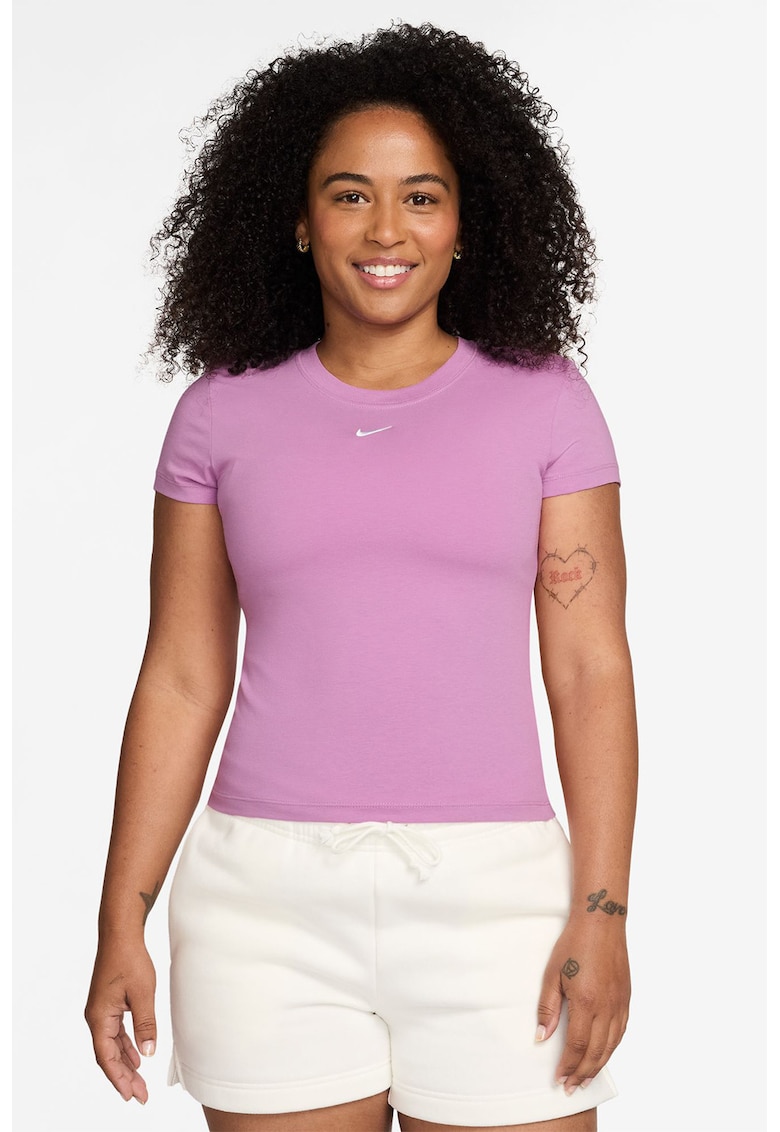 Tricou slim fit din amestec de modal - Roz inchis