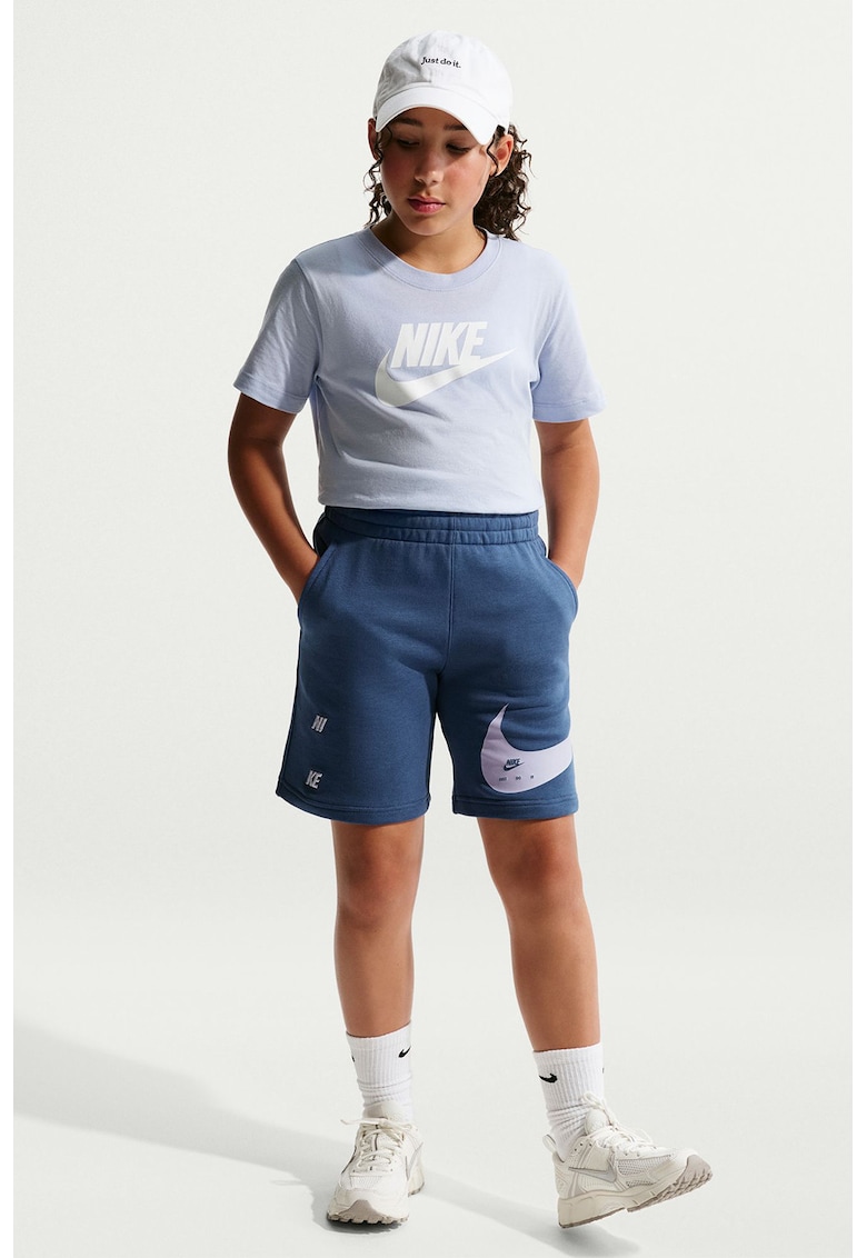 Tricou cu decolteu la baza gatului si imprimeu logo Futura - Gri deschis