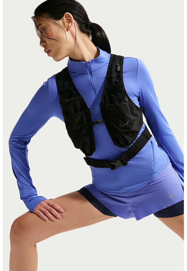 Bluza slim fit cu tehnologie Dri Fit si logo pentru fitness - Albastru