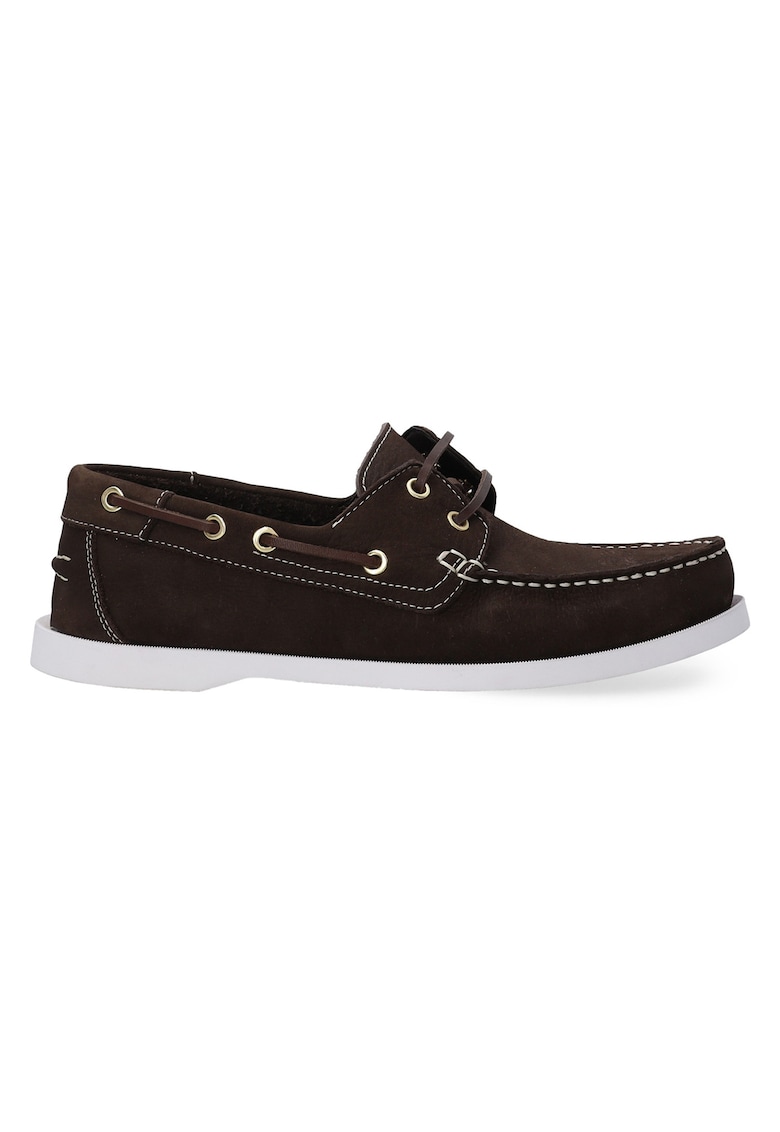 Pantofi boat din piele nabuc - cu siret