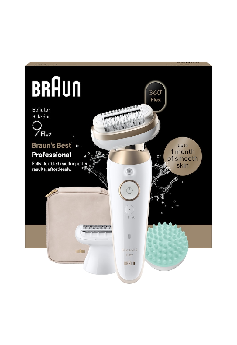 Epilator Silk-épil 9 9-030 3D Flex 360° - Wet & Dry - Smart Touch - - Alb/Auriu