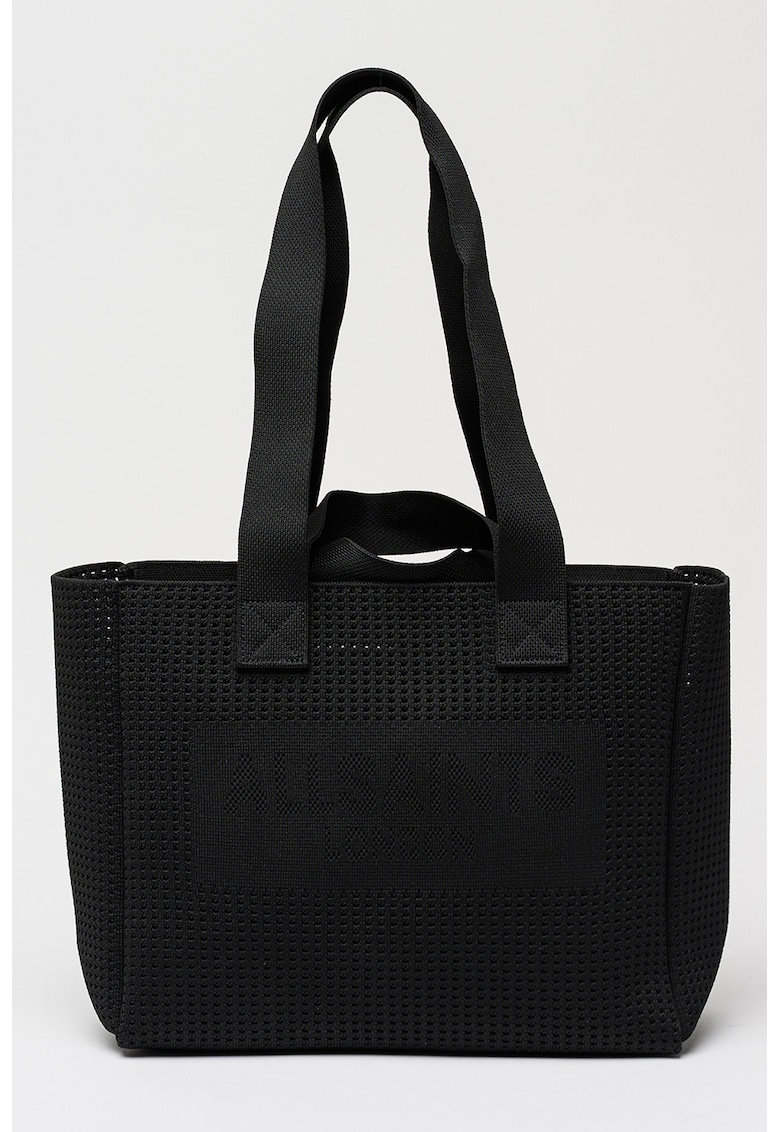 Geanta shopper tricotata cu logo Izzy - Negru