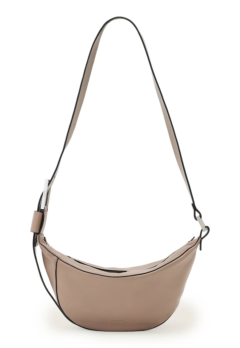 Geanta crossbody de piele cu bareta ajustabila Luna - Roz prafuit