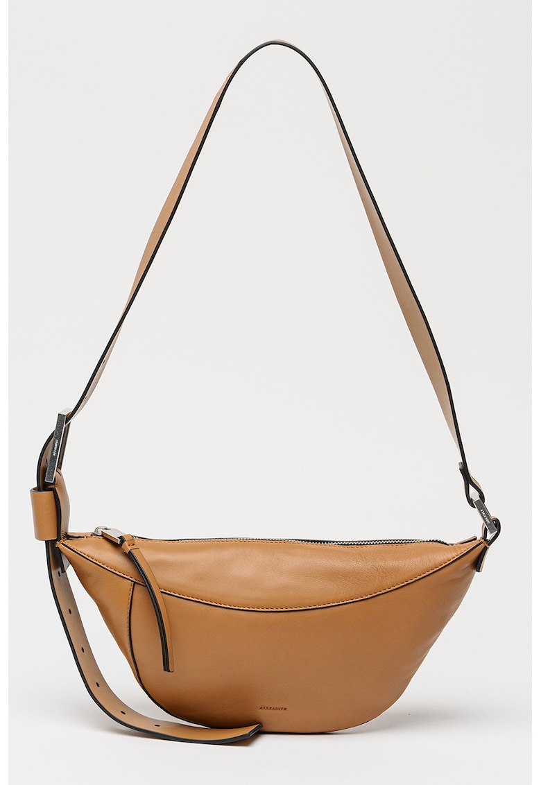 Geanta crossbody de piele cu bareta ajustabila Luna - Maro scortisoara