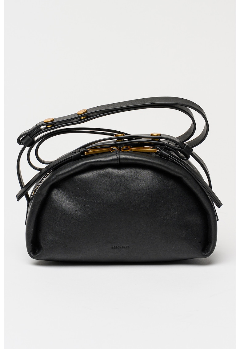 Geanta crossbody de piele cu logo discret Rosalie - Negru