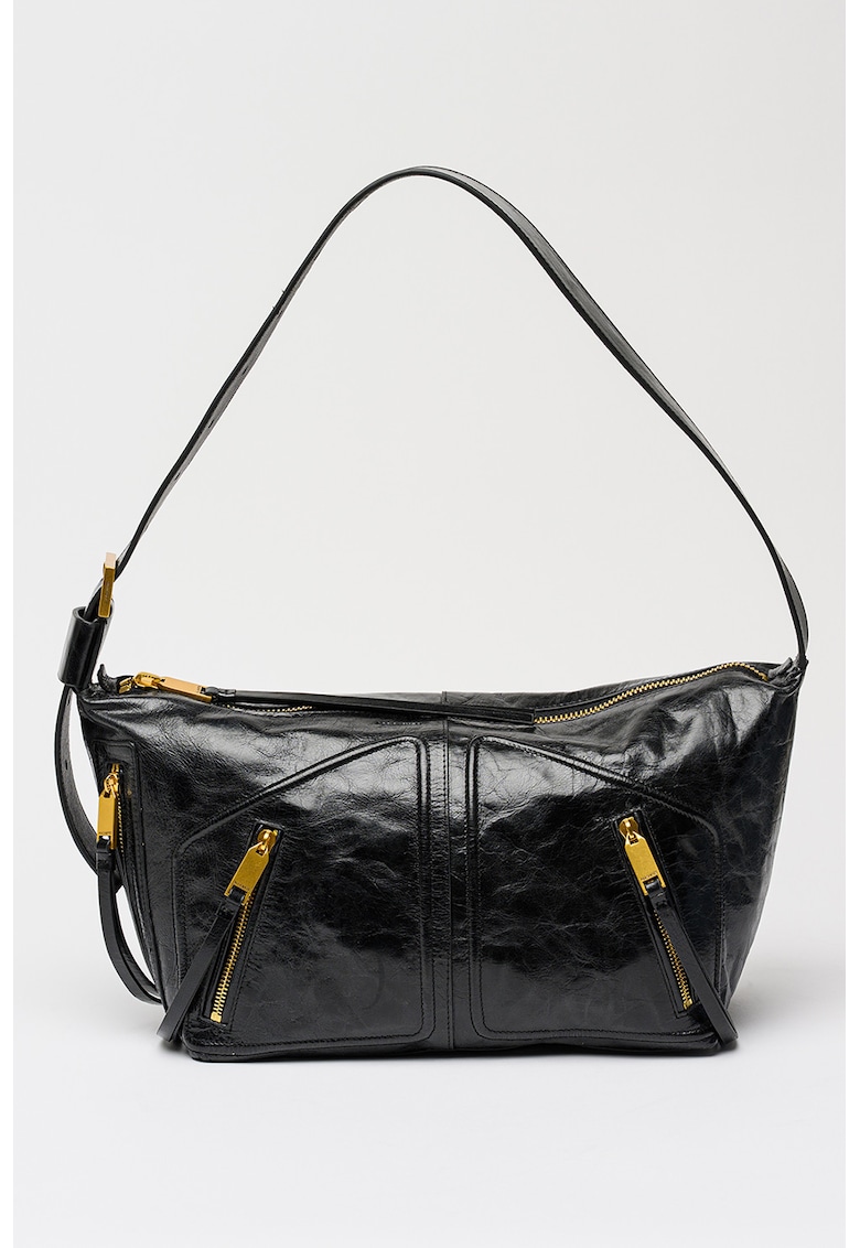 Geanta de piele cu bareta ajustabila de umar Jean Rey - Negru