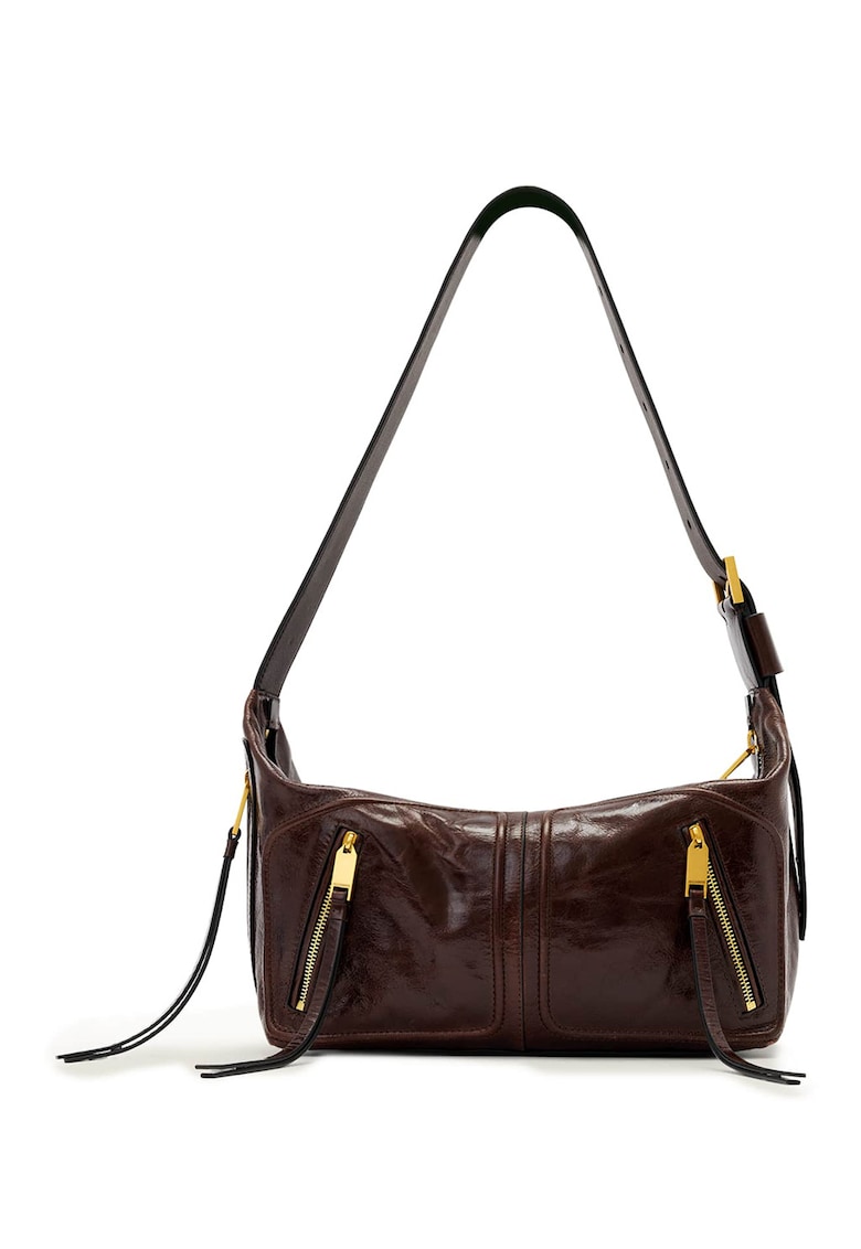 Geanta de piele cu bareta ajustabila de umar Jean Rey - Maro cognac