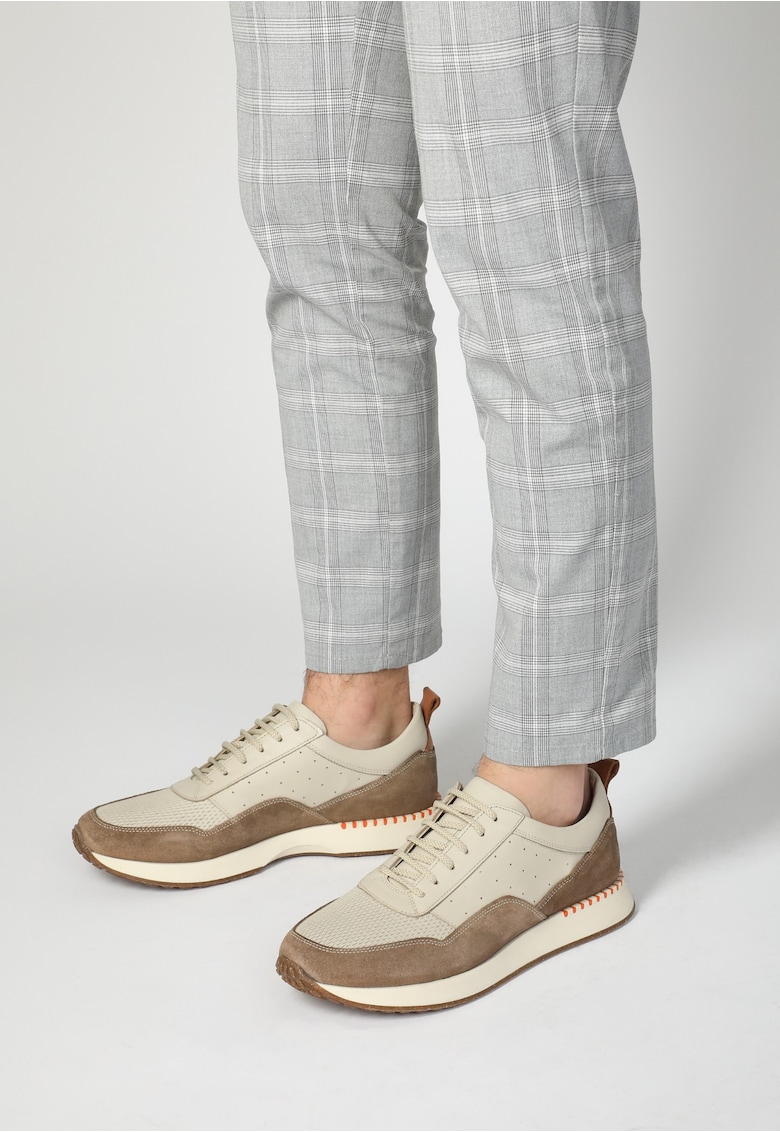 Pantofi sport din piele cu garnituri din piele intoarsa