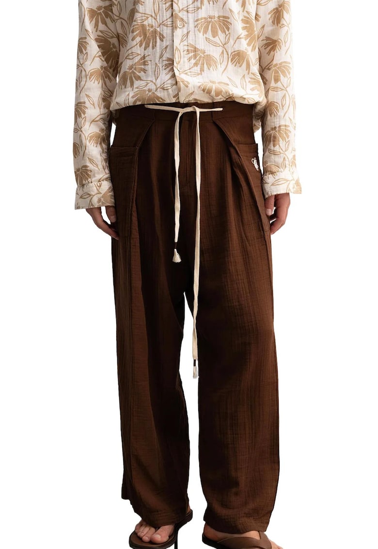 Pantaloni barbati - poliester - caramiziu