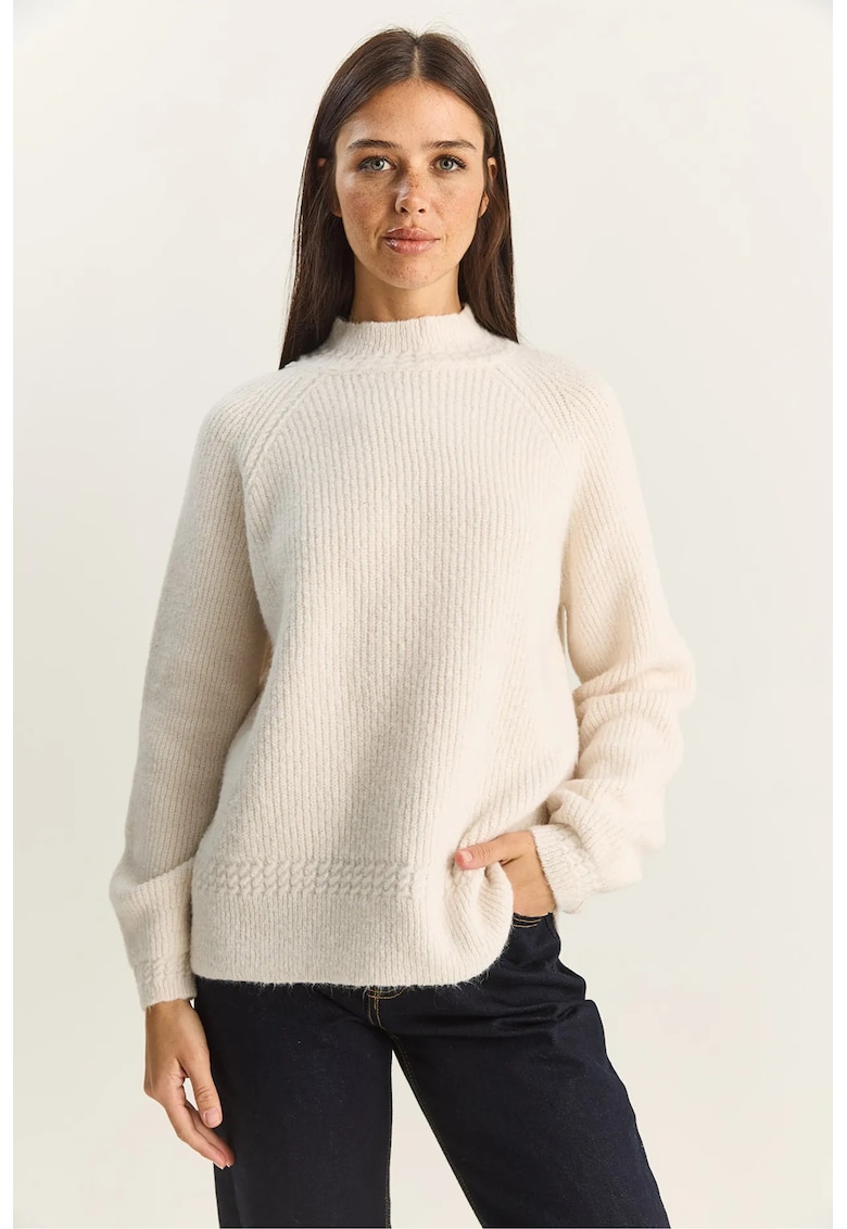 Pulover dama - supradimensionat - crem - acril/poliester/elastan - One Size