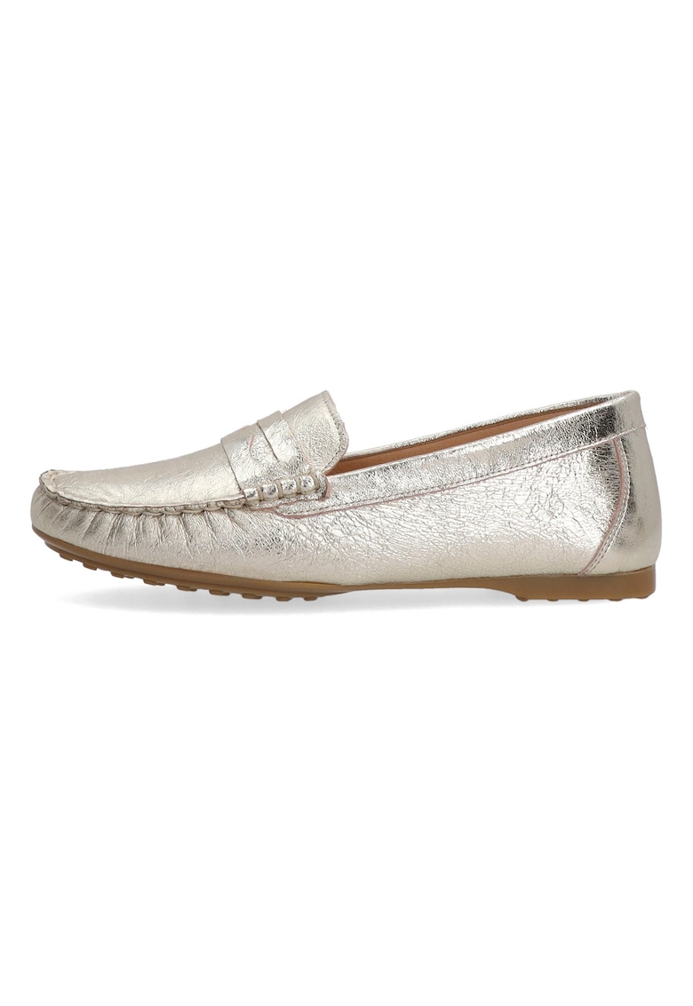Mocasini din piele cu aspect metalic
