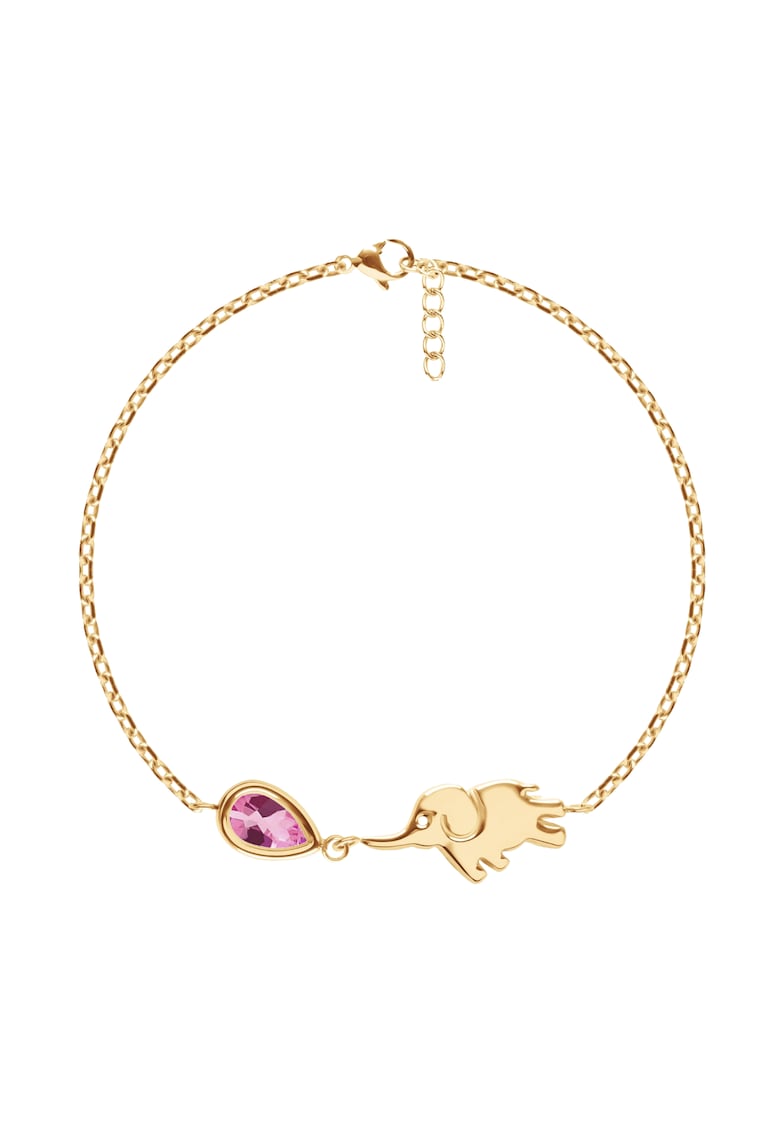 Bratara placata cu aur cu cristal si elefant