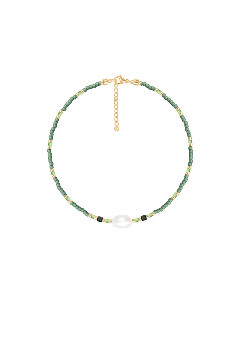 Bratara placata cu aur de 18k - decorata cu pietre Miyuki si perle de cultura