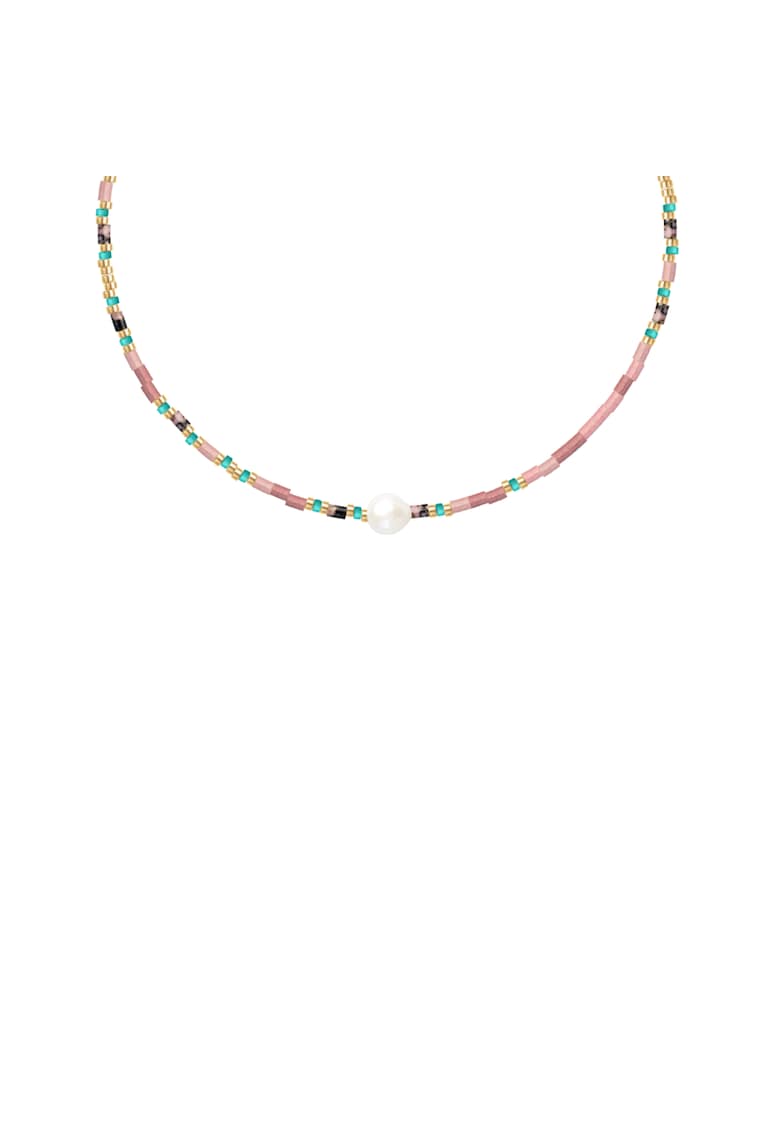 Colier placat cu aur de 18k - decorat cu pietre Miyuki - perle de cultura si pietre semipretioase