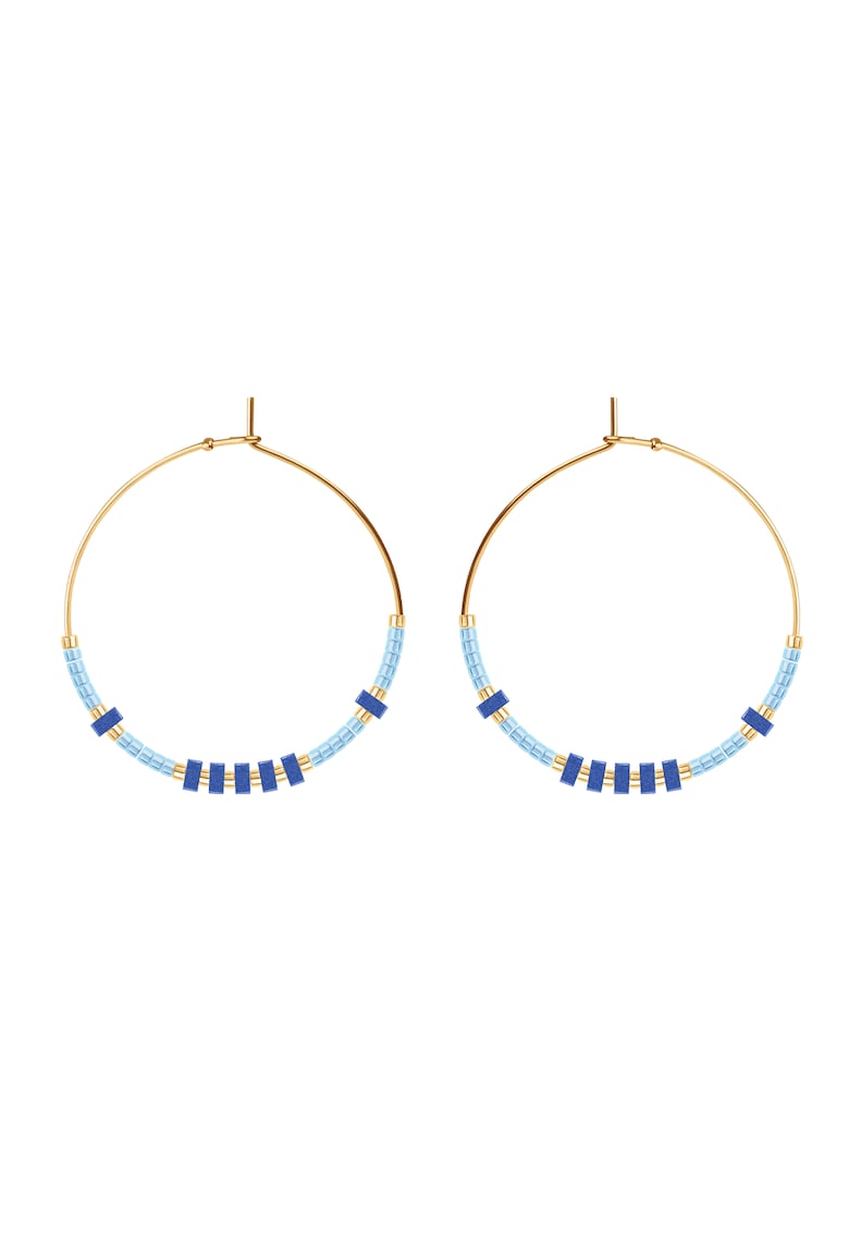 Cercei rotunzi placati cu aur de 18k - decorati cu pietre Miyuki si pietre semipretioase