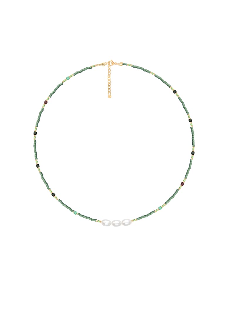 Colier placat cu aur de 18k - decorat cu pietre Miyuki si perle de cultura