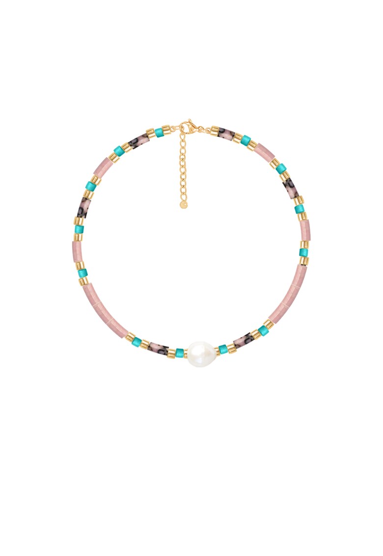 Bratara placata cu aur de 18k - decorata cu pietre Miyuki - perle de cultura si pietre semipretioase