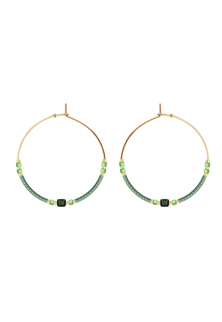 Cercei rotunzi placati cu ar de 18k - decorati cu pietre Miyuki