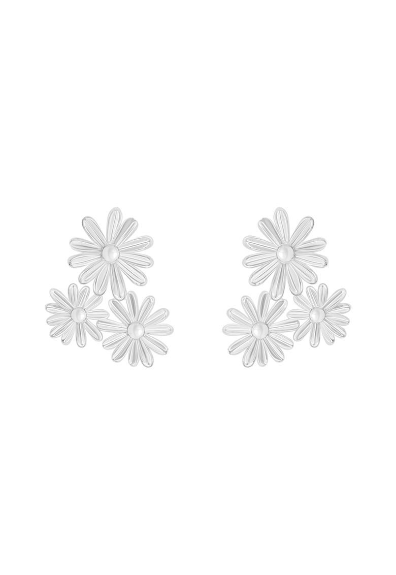 Cercei placati cu argint in forma de margarete