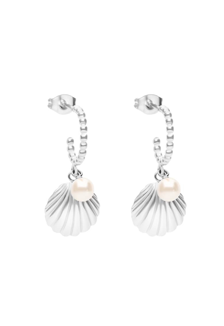 Cercei placati cu Argint 925 in forma de scoica - cu perle sintetice Venus
