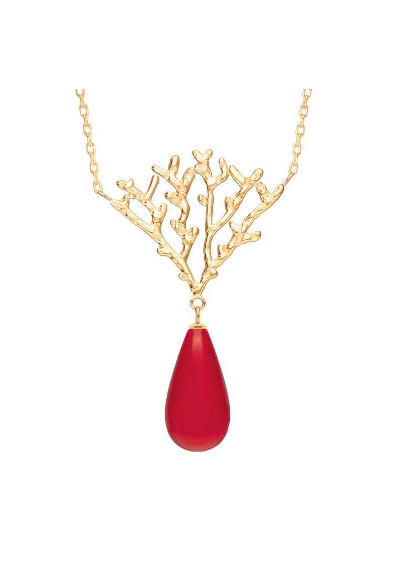 Colier cu pandantiv placat cu aur Coral