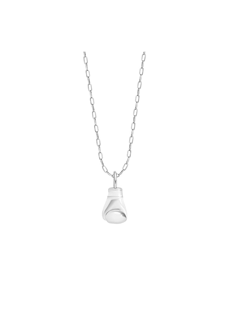 Colier din otel inoxidabil cu pandantiv in forma de manusa de box placata cu argint 925