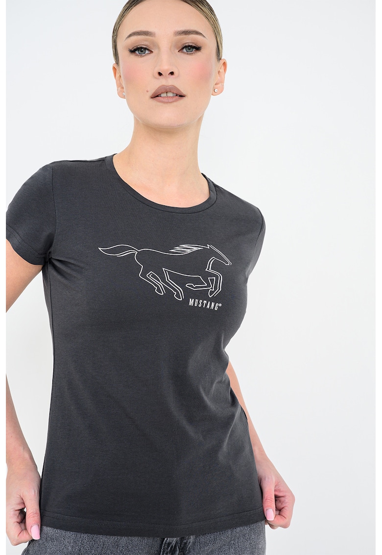 Tricou cu imprimeu logo - Alb/Gri antracit