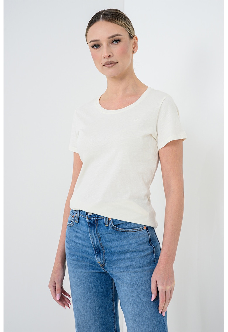 Tricou cu decolteu rotund - Alb fildes