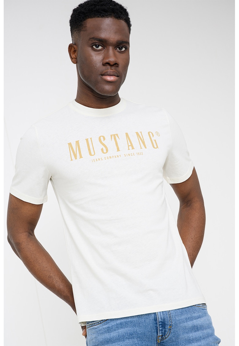 Tricou cu logo Austin - Verde masliniu/Alb murdar