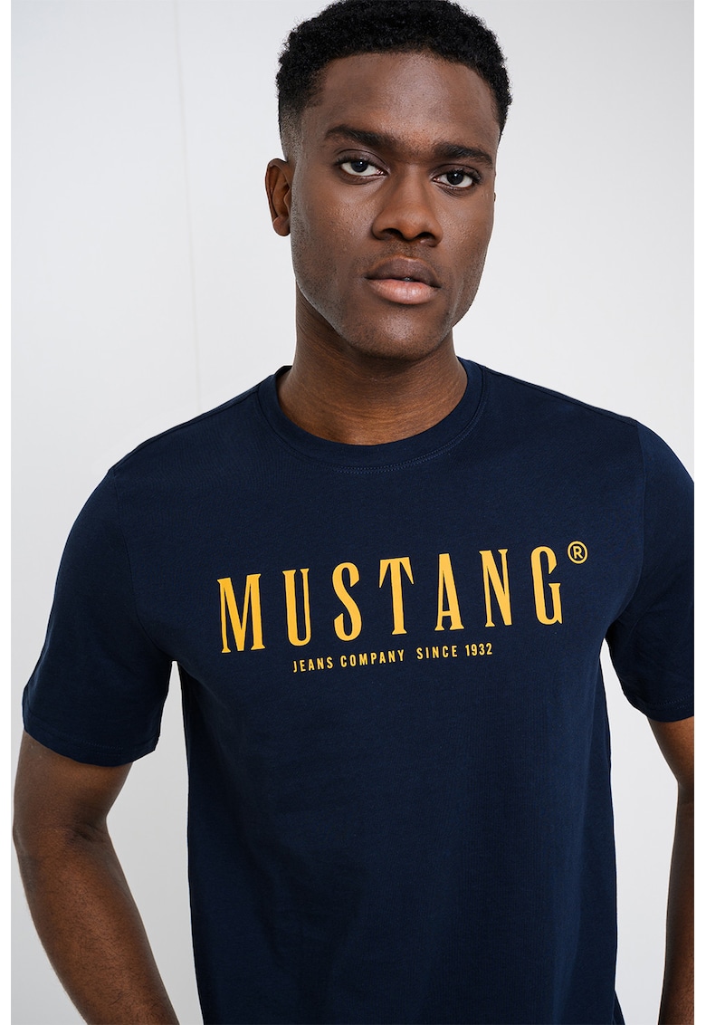 Tricou cu logo Austin - Bleumarin/Galben mustar