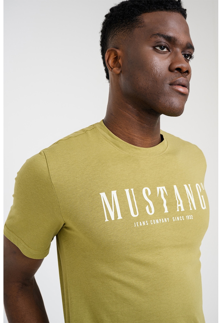 Tricou cu logo Austin - Alb/Verde masliniu deschis