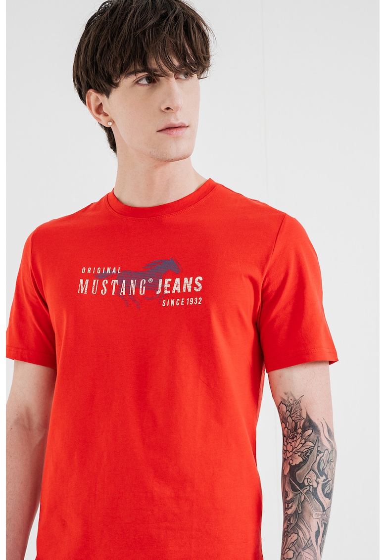 Tricou cu imprimeu logo - Rosu/Alb/Albastru royal