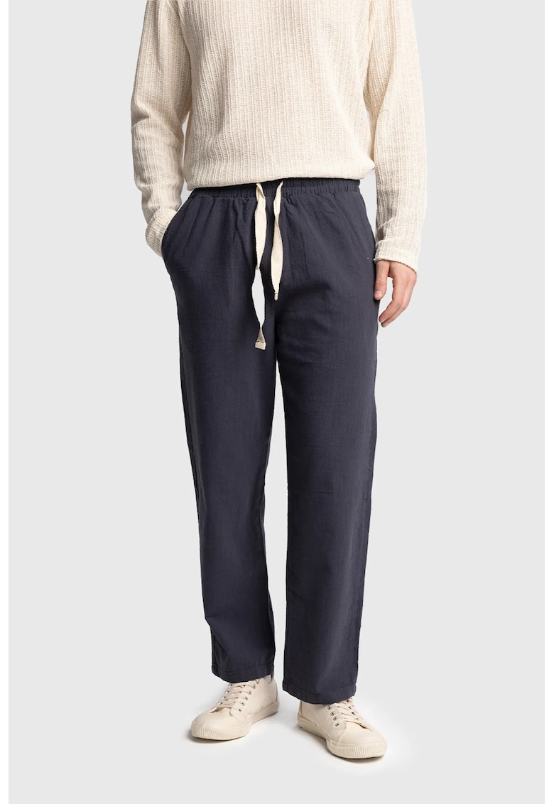 Pantaloni barbati - croiala dreapta - snur talie - bumbac - bleumarin