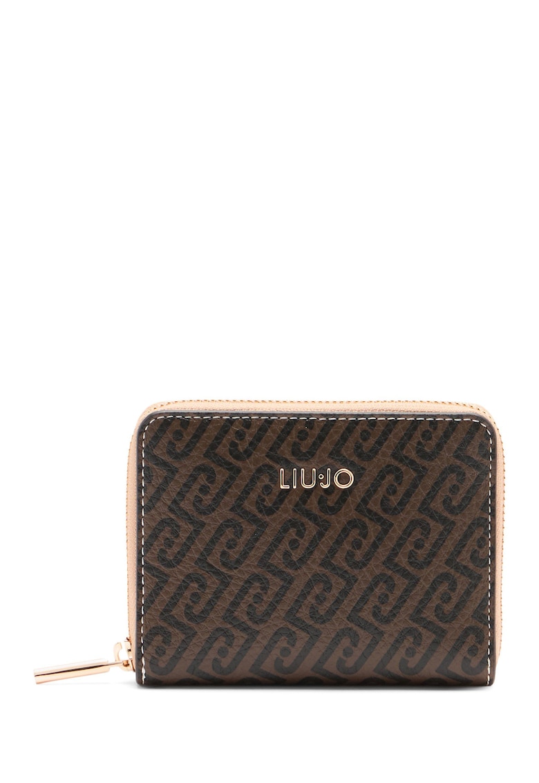 Portofel de piele ecologica cu monograma - Maro