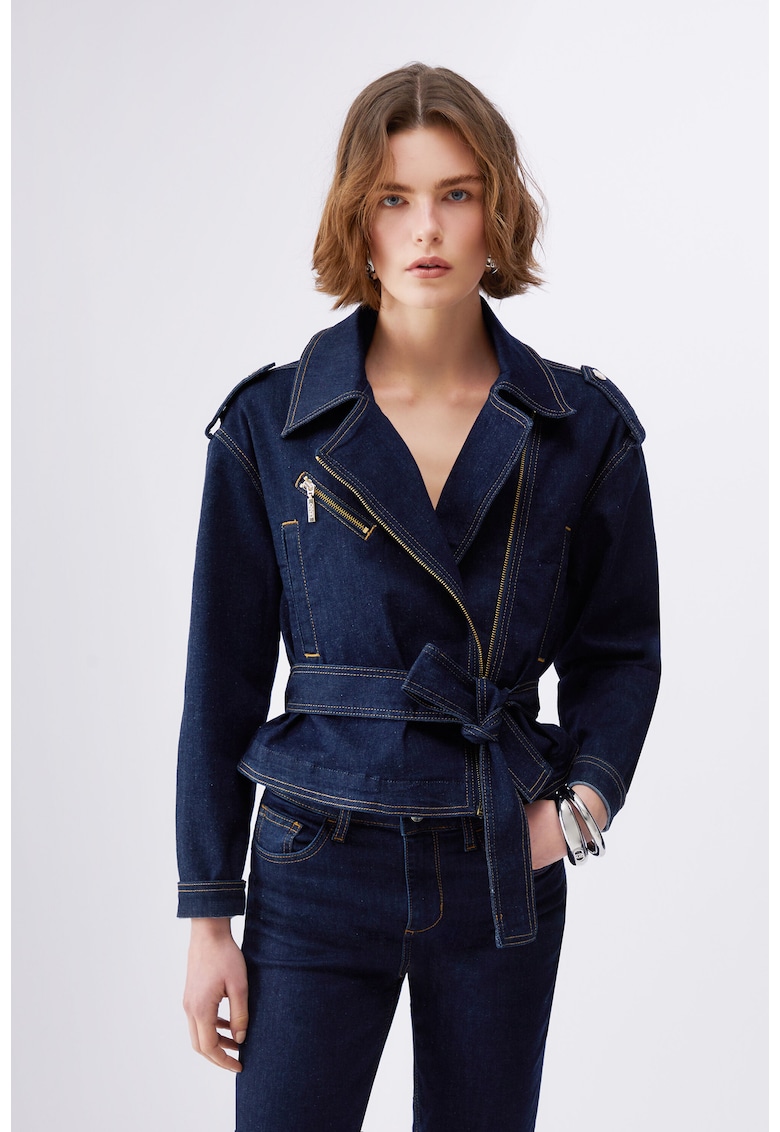 Jacheta biker din denim - Denim Blue
