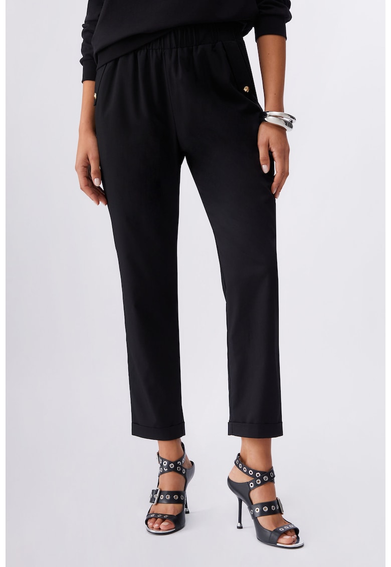 Pantaloni conici cu talie elastica - Negru