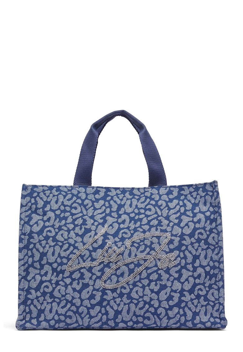 Geanta tote din denim cu animal print - Albastru