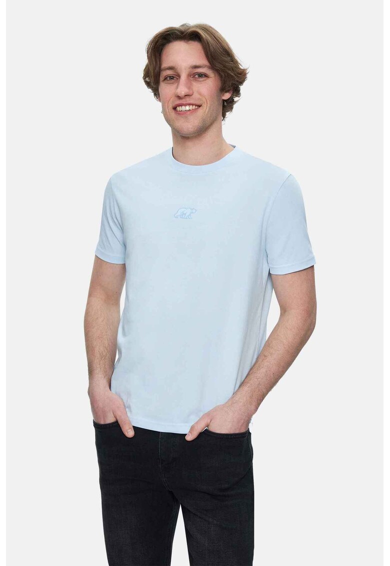 Tricou regular fit cu detaliu logo Fabio - Albastru