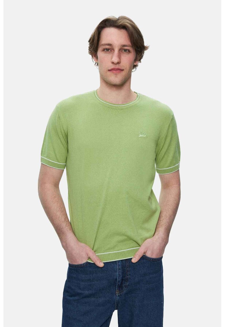 Tricou regular fit cu decolteu la baza gatului Fared - Verde