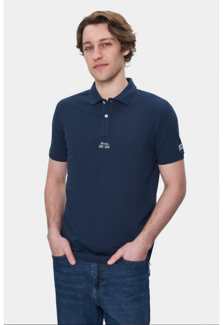 Tricou Polo regular fit - imprimeu cu logo - Bleumarin - QUINTON - Bleumarin