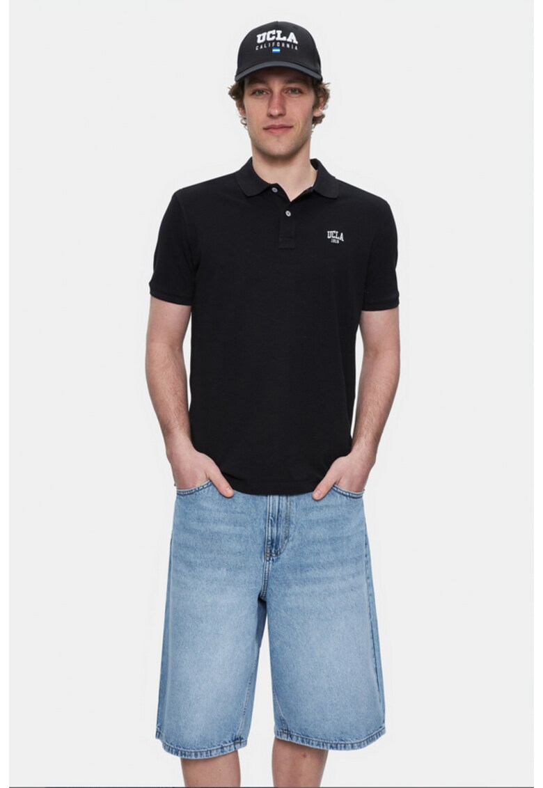 Tricou polo cu logo discret Lakes - Negru