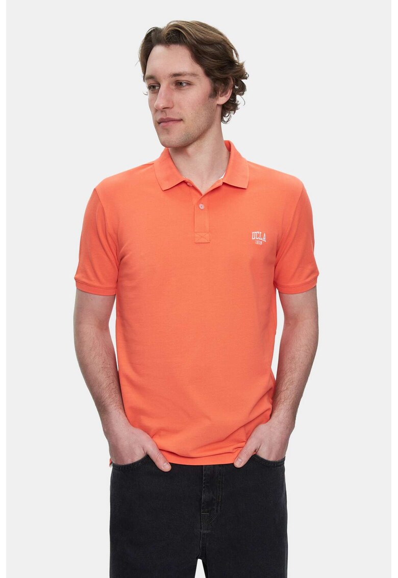 Tricou polo cu logo discret Lakes - Portocaliu