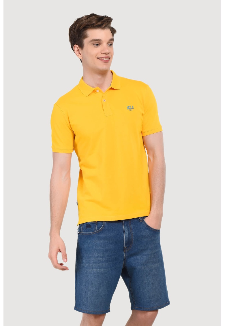 Tricou polo cu logo discret Lakes - Galben